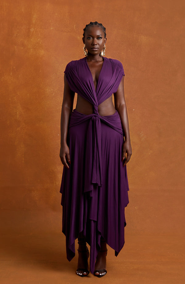 THALIA MIDI DRESS - PURPLE