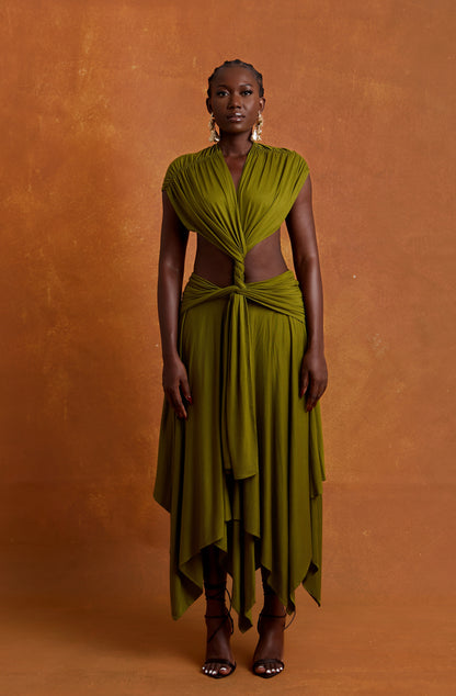 THALIA MIDI DRESS - OLIVE