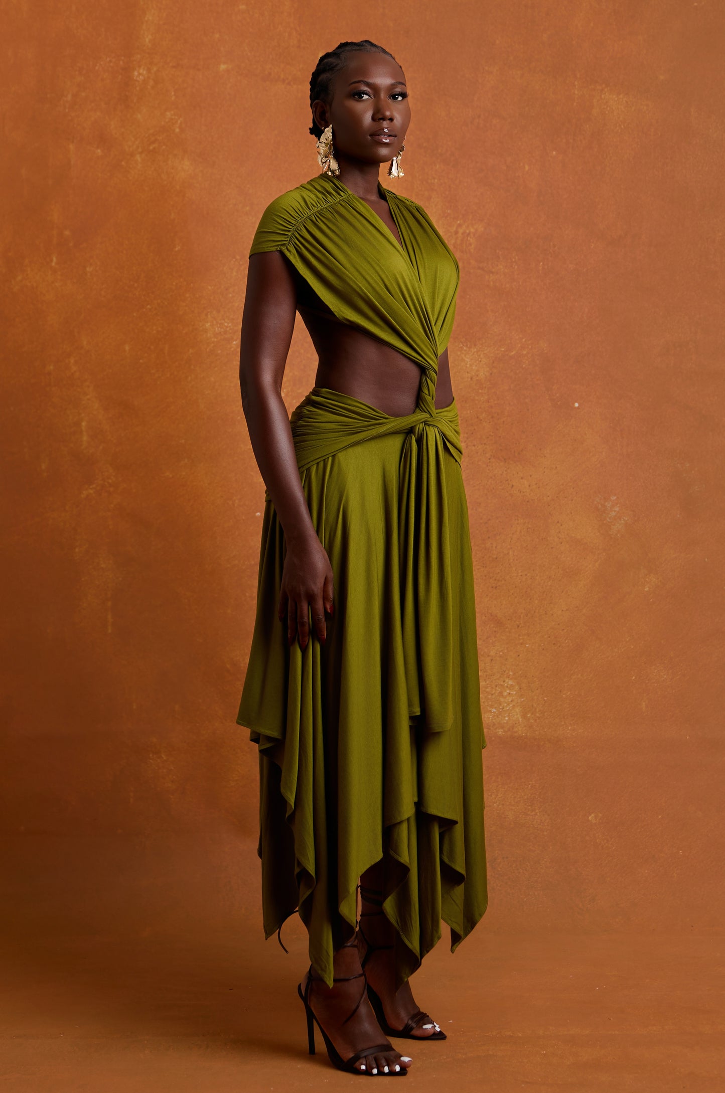 THALIA MIDI DRESS - OLIVE