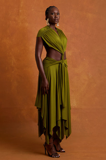 THALIA MIDI DRESS - OLIVE