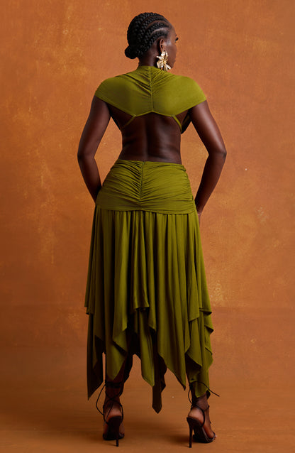 THALIA MIDI DRESS - OLIVE