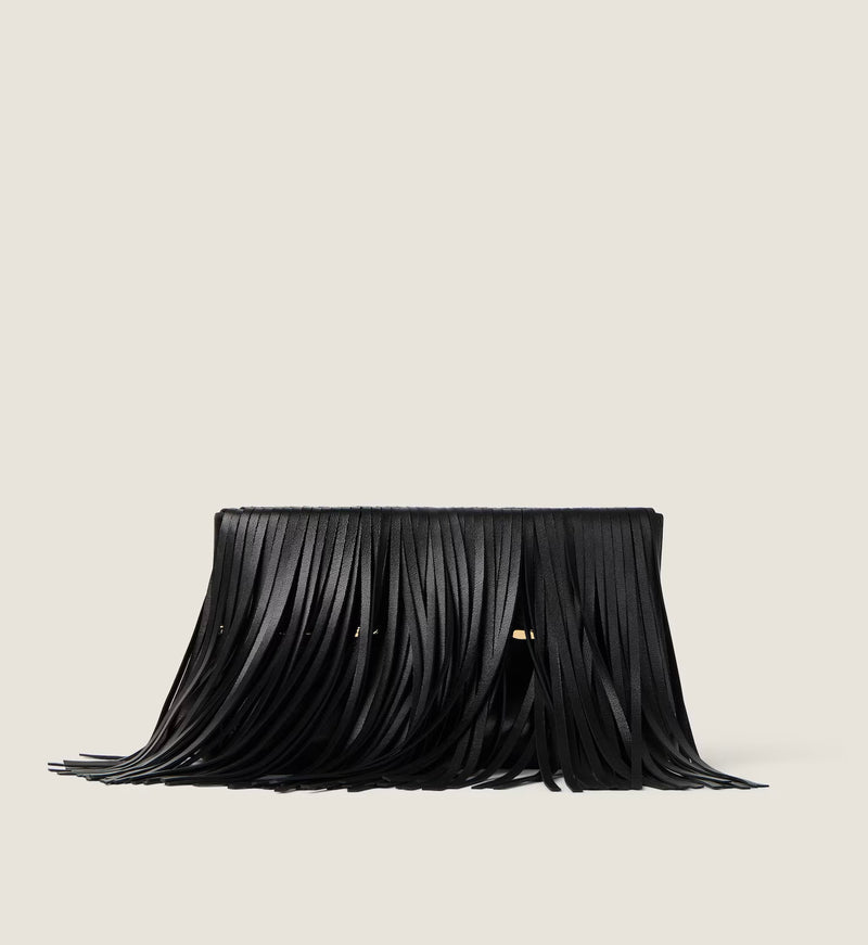 GIVENCHY PINCH SOFT CLUTCH IN NAPPA LEATHER WITH FRINGES