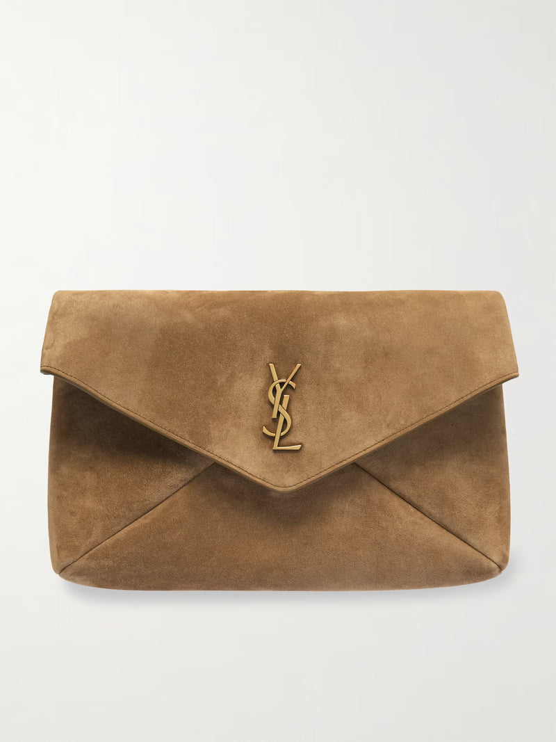 SAINT LAURENT CASSANDRE SUEDE CLUTCH