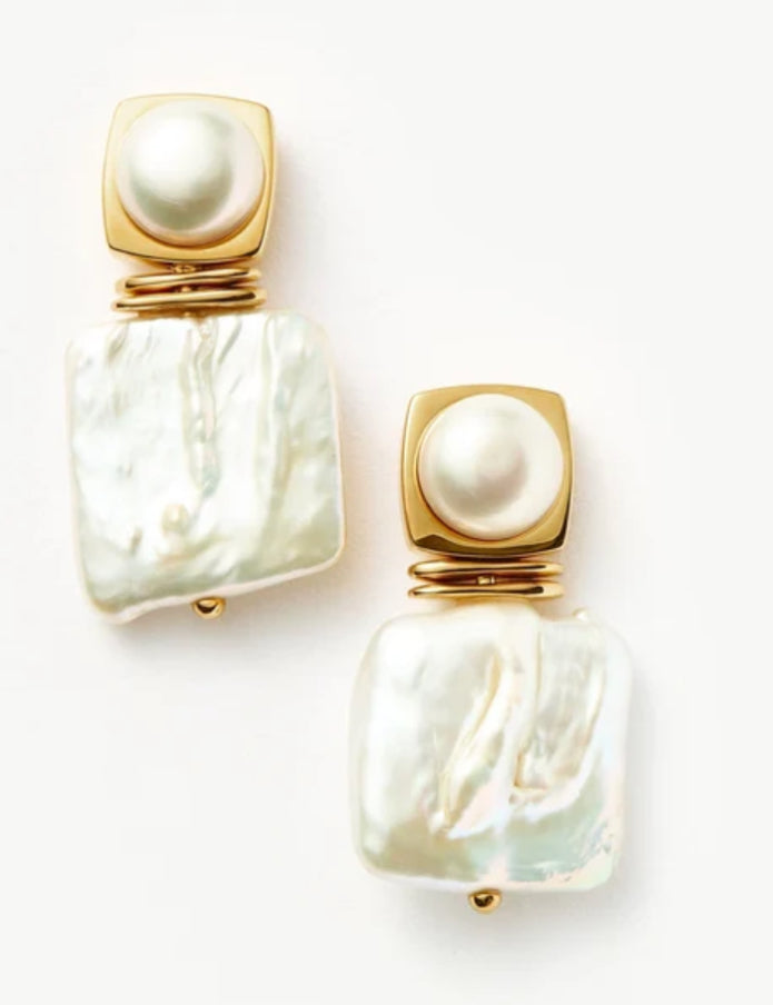 MISSOMA SQUARE PEARL STATEMENT EARRINGS